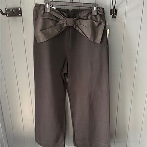 Maeve Black Wide-Leg Crop Pants with Statement Bow